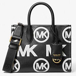 Michael Kors Mirella Small Logo Embossed Pebbled Leather Crossbody Bag - Blk